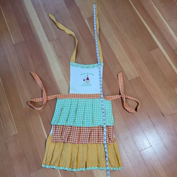 Vintage‎ tuscany italy apron ruffled tiered front cottage camp classic americana - Picture 9 of 14